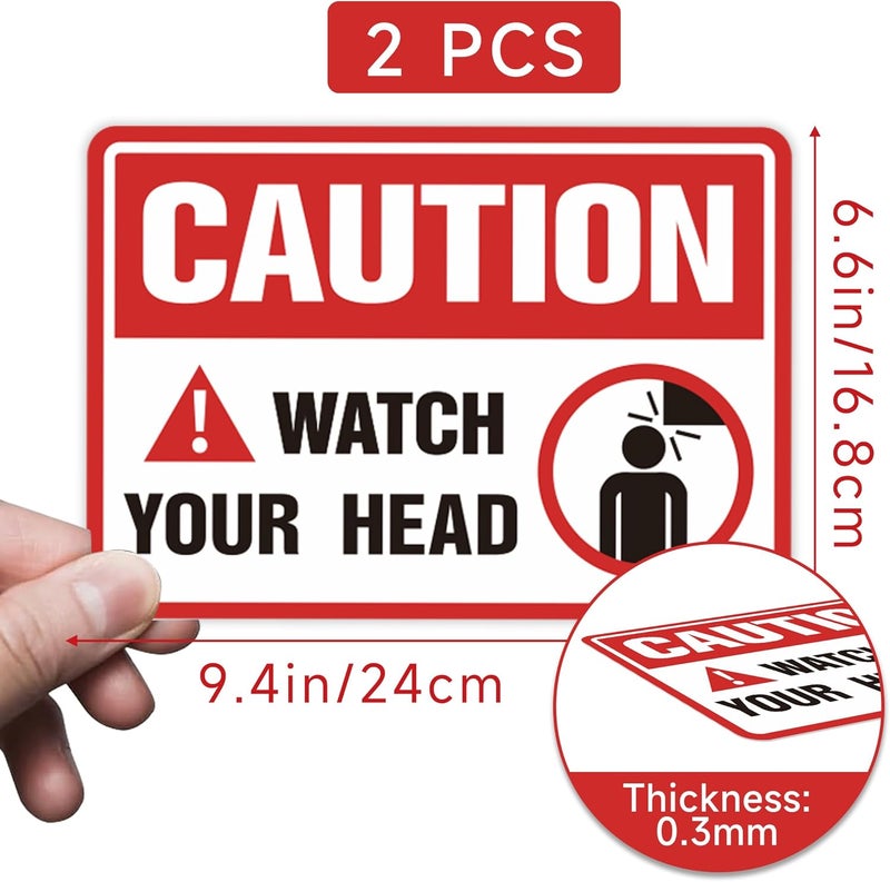 LUHIMO 2 PCS Watch Your Head Sign Stickers, Easy Installation Self Adhesive Vinyl Mind Your Head Safety Signs Decals for Warehouse, Basement, Low Clearance and Factory - Image 2